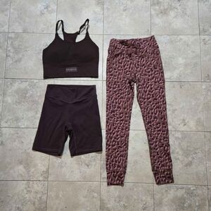 Brown and Leopard Print Activewear Set